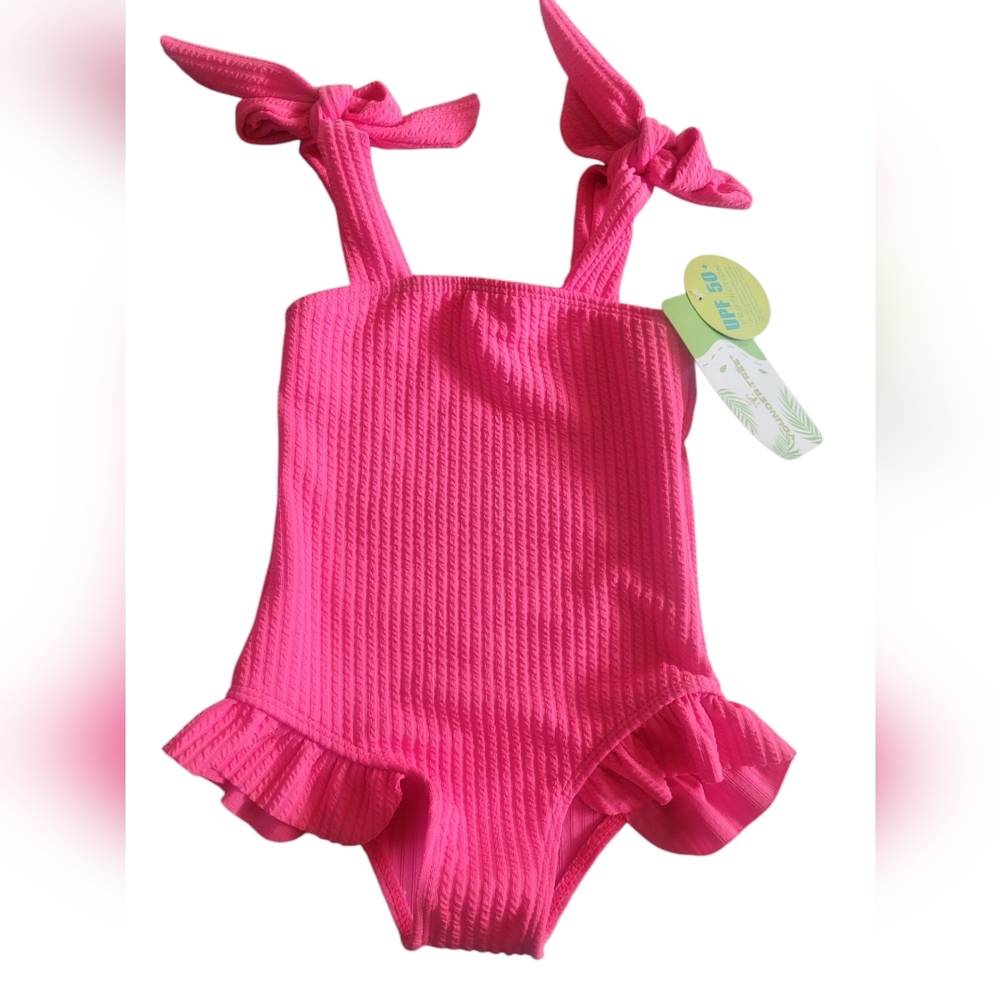 Amazon Hot Pink One Piece Bathing Suit Toddler Size 18-24 Mont… - Picture 2 of 11